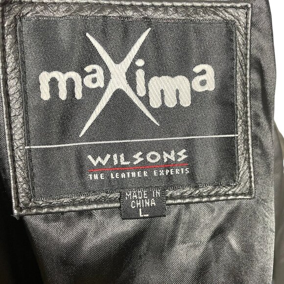 Vintage Y2K Wilsons Maxima Leather Womens Black Belted Mid Length Jacket Large - Picture 7 of 8